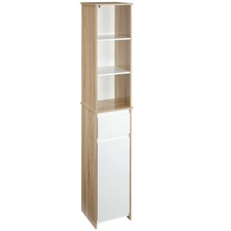 Kleankin Armario alto de ba&ntilde;o 32.6x30x171.2 cm madera natural y blanco