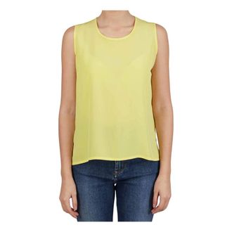 Kiton Sleeveless Tops, female, Yellow, Size: S Shirts Regular Solid 100% Handmade