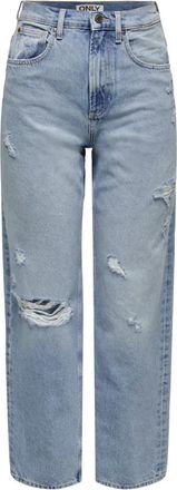 Only Denim High Waist Straight Leg Jeans - Dames - Regular Fit Jeans - Blauw - W30 - Denim - Jeans