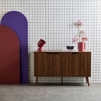 Sweeek 120cm Walnut-effect Sideboard With 3 Doors & 3 Shelves in Walnut
