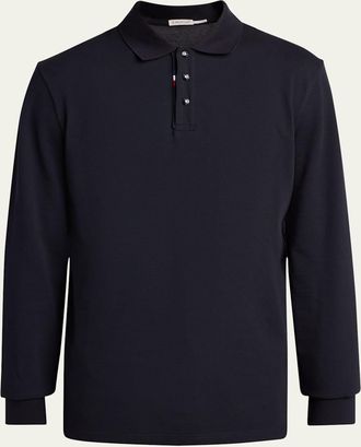 Moncler Mens Archivio Cotton Long-Sleeve Polo Shirt