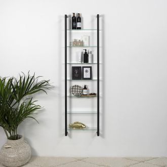 Loftscape home24 Loftscape DVD-Wandregal Carlgren II Kristalglas Schwarz 46x172x13 cm (BxHxT)