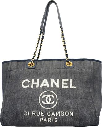 Chanel Navy Denim Tote Bag (Pre-Owned)