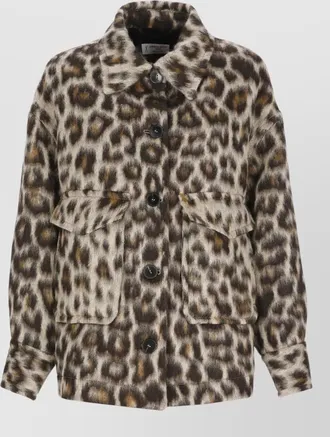 Alberto Biani wool animal-print oversized coat