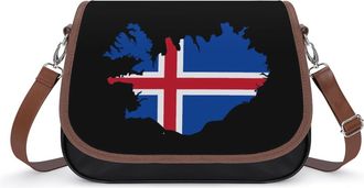 Generic Iceland National Flag Crossbody Bags for Women Fashion Leather Shoulder Handbags With Adjustable Strap