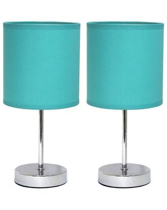 Lalia Home Chrome Mini Basic Table Lamp With Fabric Shade 2Pk Set