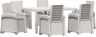 vidaXL Conjunto De Comedor De Jard&iacute;n 7 Uds. Blanco Y Topo Pp Vidaxl
