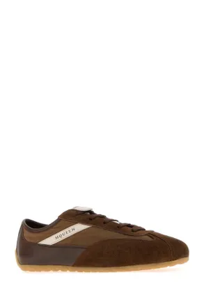 Alexander McQueen Mens Chocolate Leather And Fabric Boxe Sneakers Brownbrown