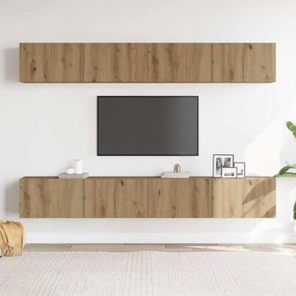 Berkfield Home Wall Mounted TV Cabinets 4 pcs Artisan Oak 100x30x30 cm in Brown | Size: 100 x 30 x 30 cm