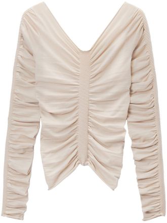 Alexander Wang ruched pullover top - women - Cupro/Polyamide/Polyester/Elastane - L - Neutrals