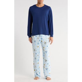 Jaclyn Dad Matching Family Hanukkah Print Shirt & Pants Pajamas in Nautical Navy at Nordstrom Rack, Size Medium
