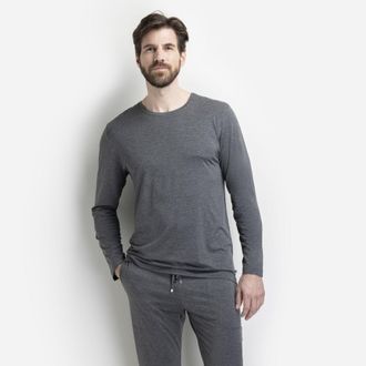 Isa Langarmshirt ISA BODYWEAR Shirt langarm, Herren, Gr. XXL, grau, melange, Obermaterial: 90% Modal CMD. 10% Elasthan EL., Shirts Langarmshirt