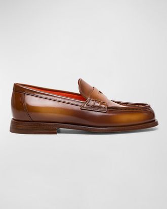 Santoni Airglow Classic Leather Penny Loafers