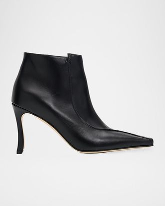 Manolo Blahnik 90mm Milleta Leather Ankle Boots
