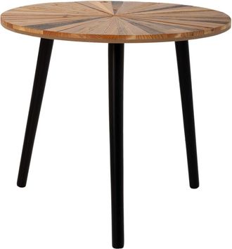 Wanderlust Deco Mesa auxiliar redonda de madera y metal marron 60x60x50