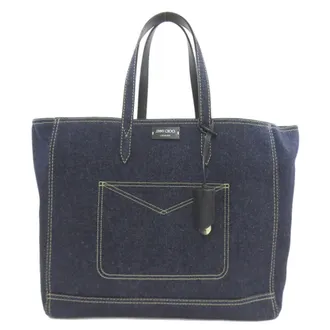 Jimmy Choo London Blue Navy Denim Tote Bag (Pre-Owned)