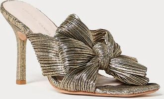 Loeffler Randall Womens Claudia Pleated Bow Mule Sandal In Gold