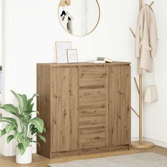 Berkfield Home Sideboard with Drawers Artisan Oak 100.5x35x98.5 cm Engineered Wood in Brown