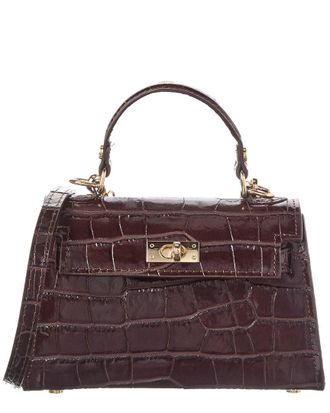 Persaman New York Blakely Croc-Embossed Leather Satchel