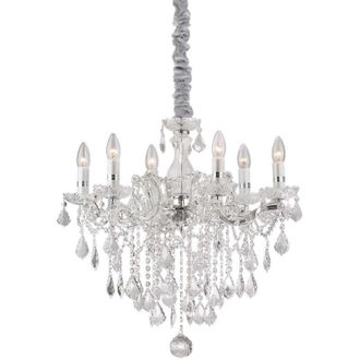 Ideal Lux Ideal Lux Florian - L&aacute;mpara De Ara&ntilde;a De Cristal De 6 Luces Con Acabado Cromado, E14