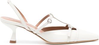 Scarosso 50mm Selena patent-leather pumps - women - Calf Leather/Patent Calf Leather/Calf Leather - 38.5 - White