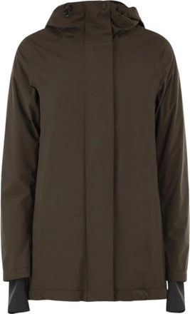 Herno A-Shape 2Lagen Jas met Capuchon - Dames - Zomerjassen - Bruin - S - Polyester - Jassen