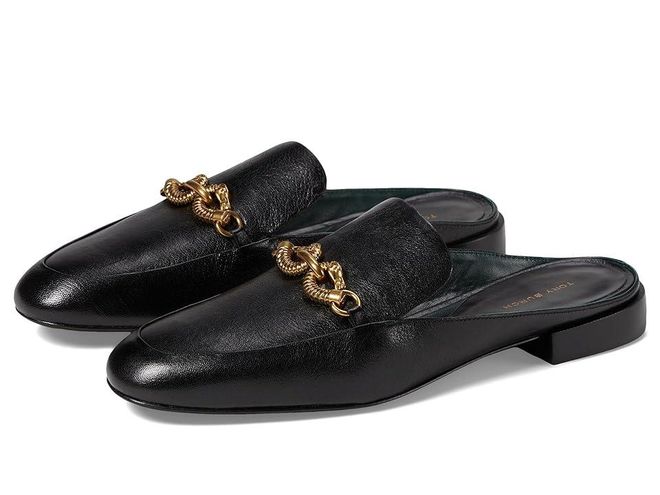 Jessa Backless Loafers Womens Flat Shoes Perfect Black : 5 M, Leather