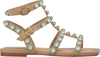 Alma En Pena Platte Sandalen met Studs - Dames - Sandalen - Beige - 38 EU - Leer - Schoenen