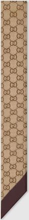 Gucci Printed Silk Chiffon Ribbon, Beige, Fabric