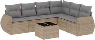 vidaXL Vidaxl - Set Sof&aacute;s De Jard&iacute;n 7 Piezas Y Cojines Rat&aacute;n Sint&eacute;tico Beige