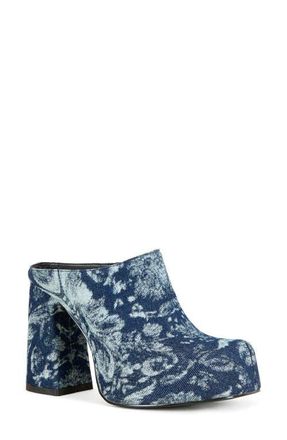 Azalea Wang Florea Block Heel Clog in Denim at Nordstrom, Size 7.5