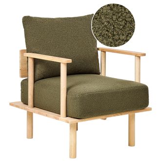 Beliani Beliani - Sill&oacute;n Estilo Minimalista Estructura De Madera Clara Tapizado En Boucl&eacute; Verde Oscuro Asker