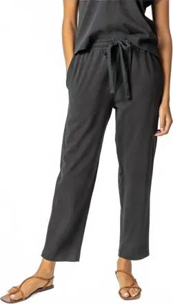 Lilla P Structured Knit Easy Ankle Pants In Black