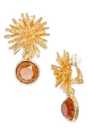 Karine Sultan Mocha Starburst Clip-On Earrings in Gold at Nordstrom
