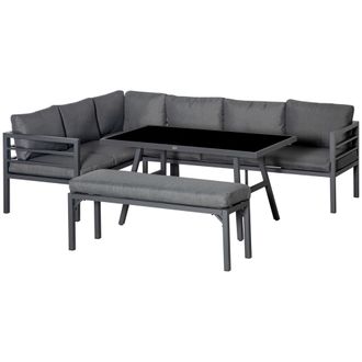 OUTSUNNY 8-Seater Aluminium Garden Dining Sofa Furniture Set with Cushions | TJ Hughes