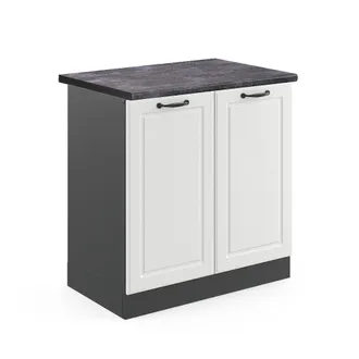 Vicco Armario Bajo Para Fregadero R-line, Blanco Casa De Campo, 80 Cm, Et Antracita Vicco