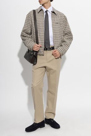Ferragamo Plaid Pattern Jacket, Mens, Beige