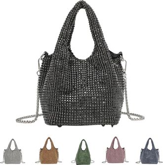 Generic Elegant Rhinestone Clutch Purse for Women,Sparkly Evening Bag with Chain for Wedding,Prom,Party,Gala (black)