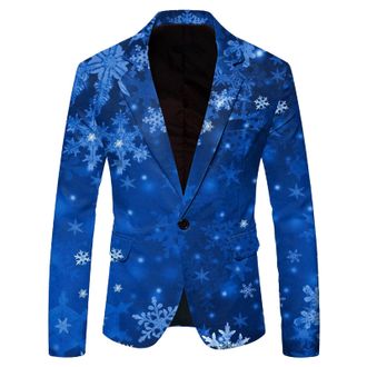 Generic Mens Blazer Jacket Fashion Casual Christmas tree reindeer Snowflake Santa Claus Printed Regular Fit One Button Lightweight Blazers Men Xmas Costume