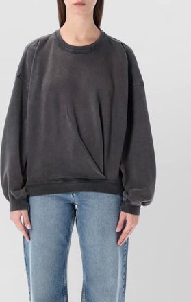 Isabel Marant cotton pleated-drape crewneck sweatshirt