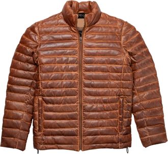 Generic Stylish Lamb Skin Puffer Jacket for Men, Distressed Brown, Goosy Down, Winter Wear (UK, Alpha, 3XL, Regular, Regular, Brown Tan)