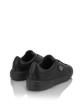 Philipp Plein Logo-Embroidered Leather Sneakers - Black