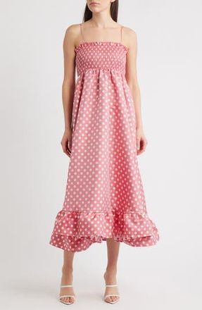 Sister Jane Campion Smocked Sleeveless Midi Dress in Red at Nordstrom Rack, Size Small