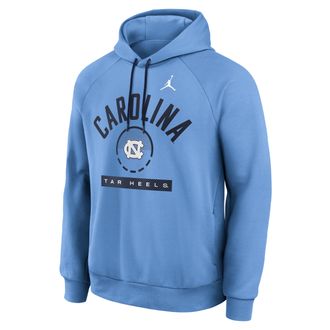 Nike Jordan Mens North Carolina Courtside Jordan Brand Dri-FIT College Pullover Hoodie in Blue | 0JEJ195UNCN-USU