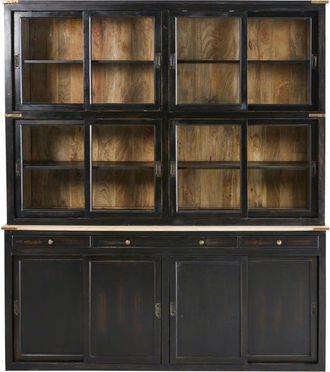 Maisons du monde Alacena con 12 puertas y 3 cajones de mango macizo negro