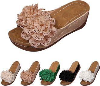 Generic Platform Wedge Sandals for Women UK Heels Open Toe Retro Non Slip Comfy Ladies Summer Flat Breathable Comfortable Slip On Sandals with Arch Support We