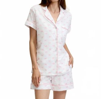 Petite Plume Blushing Bows Pima Cotton Short Set In Pink