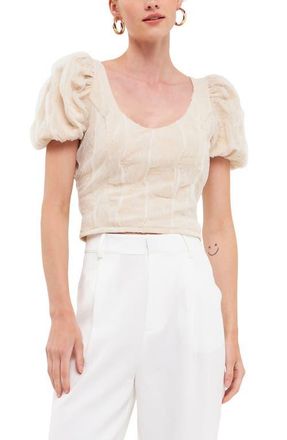 endless rose Textured Stretch Top in Taupe at Nordstrom, Size Medium