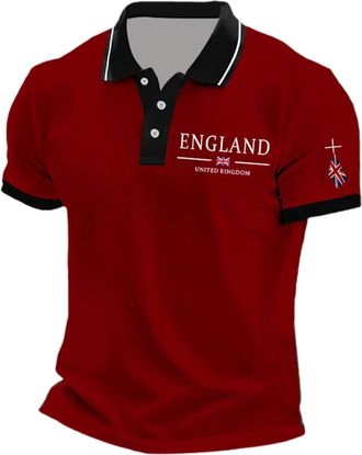 Generic Mens Union Jack Polo Shirts UK British Flag Short Sleeve Collared Button Down Golf Shirt United Kingdom Embroidery Tennis T-Shirt St Georges Day Tshir
