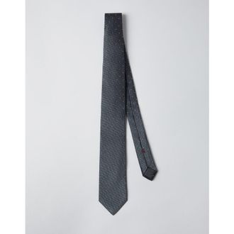 Brunello Cucinelli Mens Grey Light Grey Silk Patterned Tie